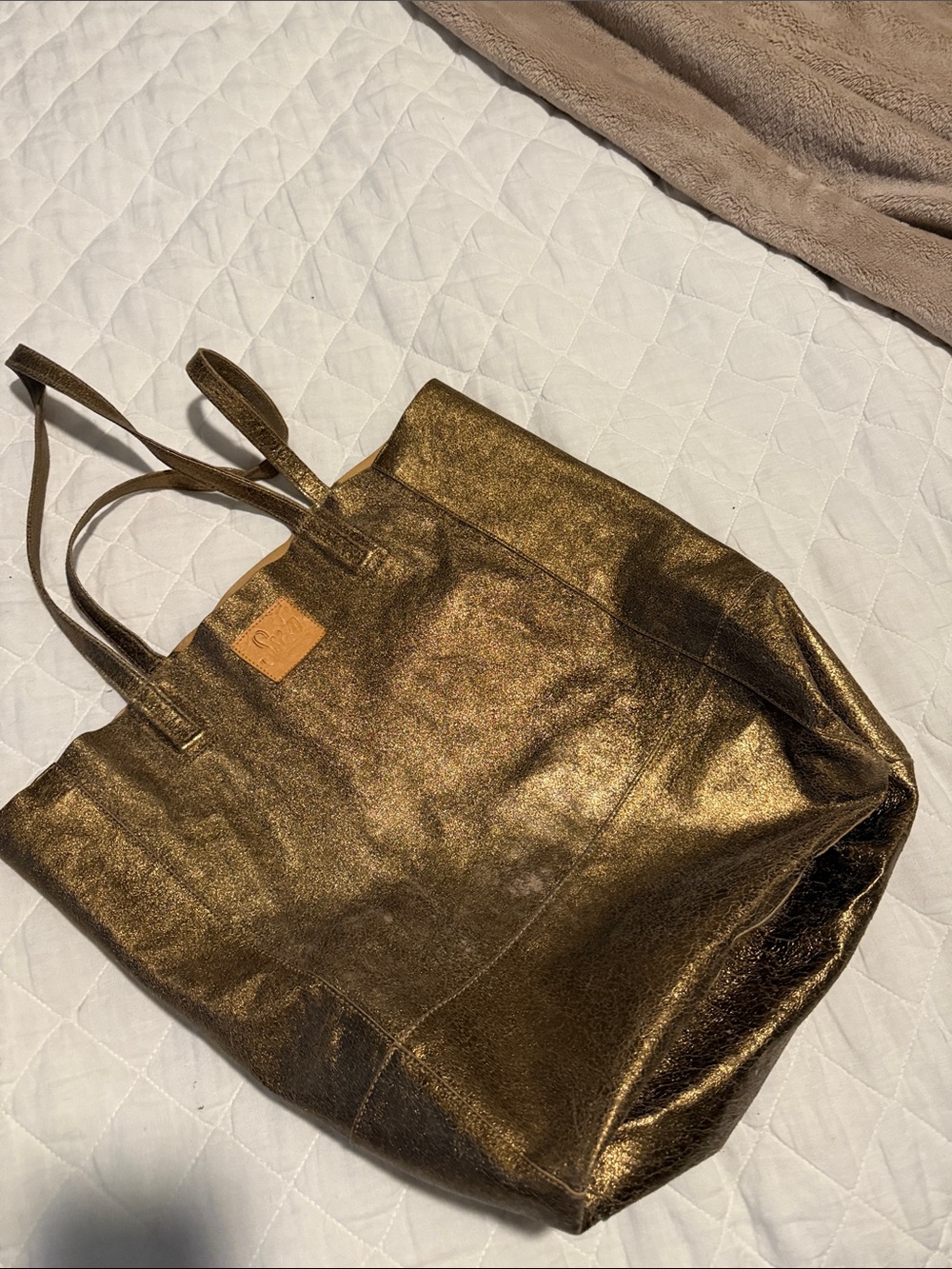 Sseko Metallic Bronze Leather Tote